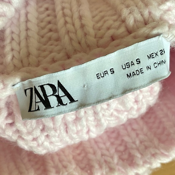 Zara chunky cable knit turtleneck sweater pink - Picture 5 of 6